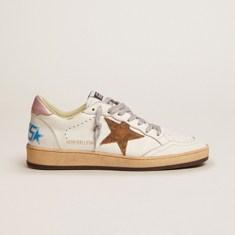 Golden Goose White and Brown Star Sneakers